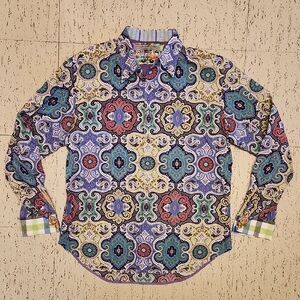 Robert Graham Paisley Multi Color Button Down Long Sleeve Casual Dress Shirt